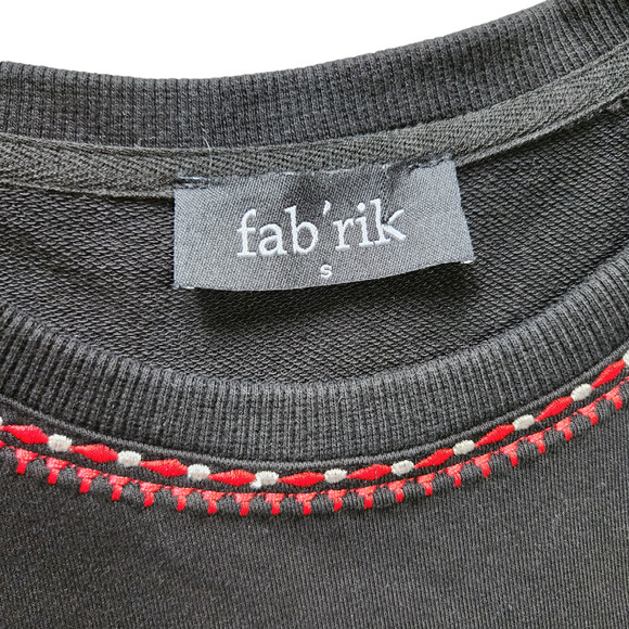 Fab'rik embroidered top puff sleeves black size S - Picture 5 of 8